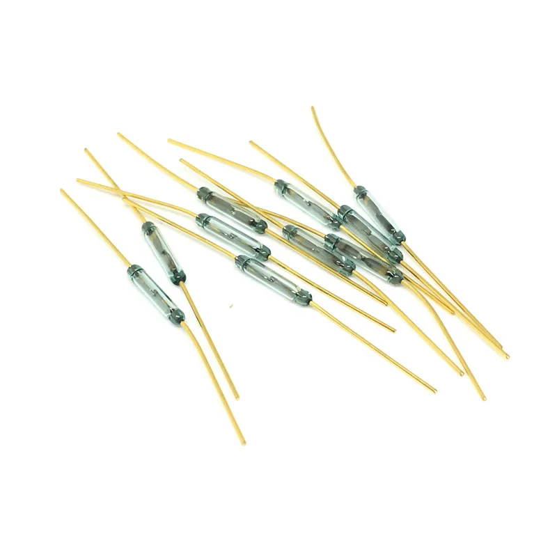 

10pcs MKA10110 Reed Switch 1.8*10mm Magnetic Control Switch Green Glass Reed Switches Glass Normally Open Contact For Sensors