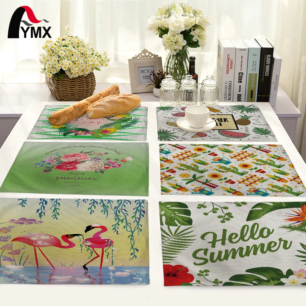 

Tropical Plant Flamingo Pattern Table Mat Kitchen Decoration Table Napkin For Wedding Fashion Table Mat Dining Accessories