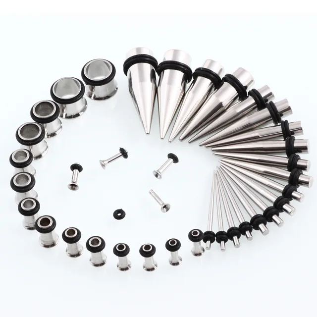 36piece 316l Stainless Steel Ear Expander Piercing Taper & Plugs Tunnel