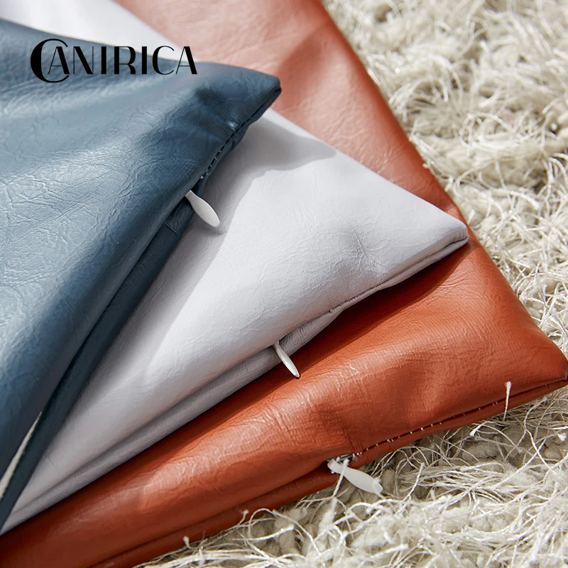 Cushion Cover PU Leather Sofa Car Decorative Pillow Case 45*45 Luxury Pillow Cover For Living Room Bedroom Coussin Decoratif Cushion Cover PU Leather Sofa Car Decorative Pillow Case 45*45 Luxury Pillow Cover For Living Room Bedroom Coussin Decoratif