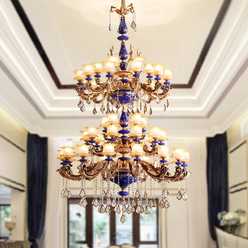European style chandelier duplex building living room chandelier luxury