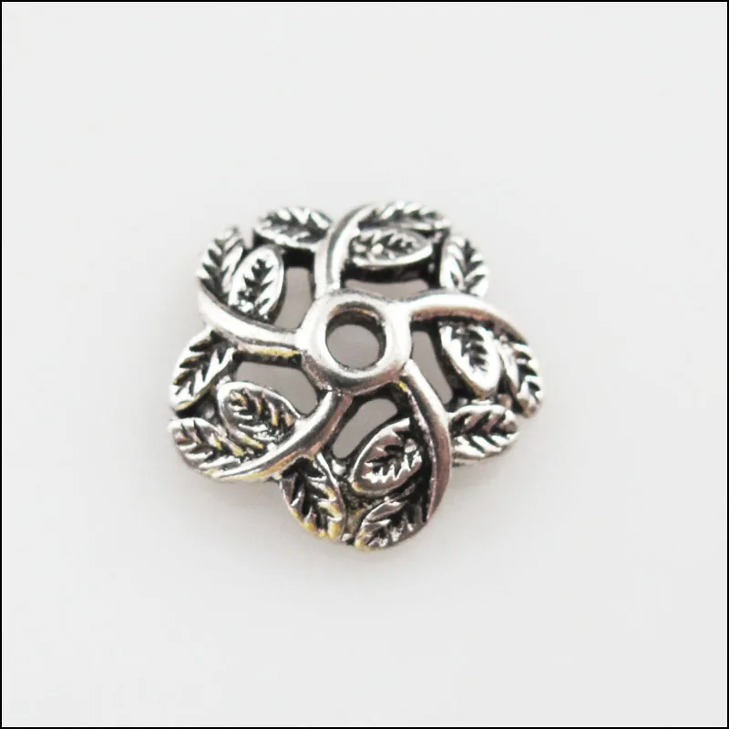 

15Pcs Tibetan Silver Tone Leaf Flower End Bead Caps Craft DIY 13.5mm