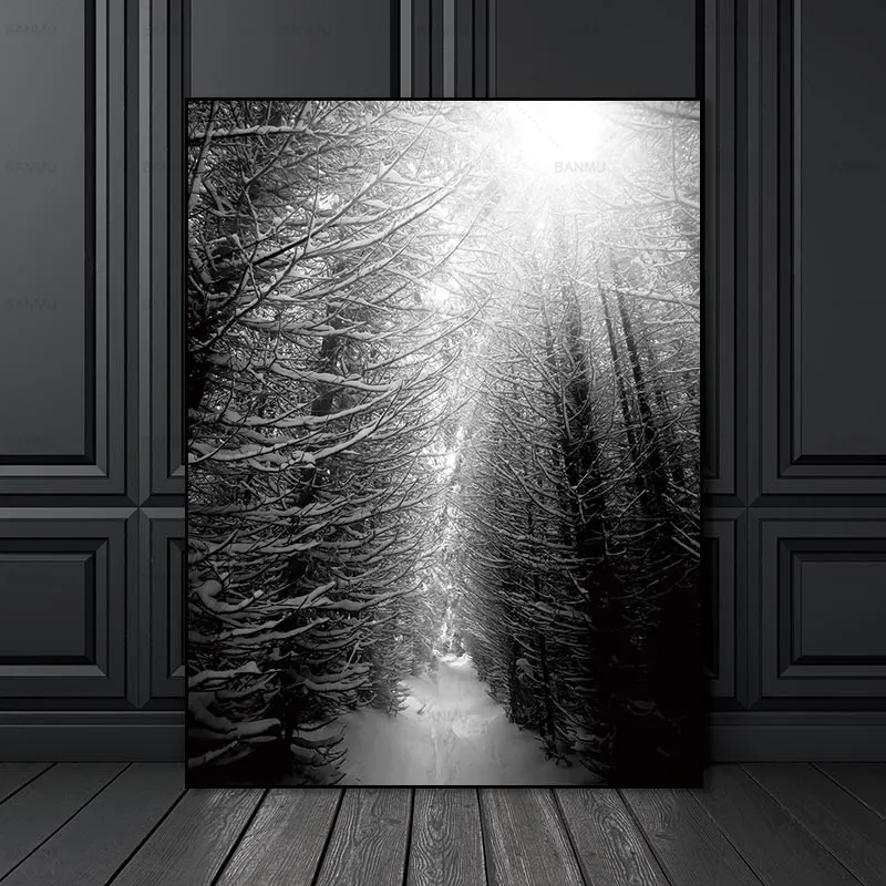

Picture nordic poster Canvas Painting home decor art Prints Tall Trees Forest Natural Wall Pictures Living Room Art Decoration