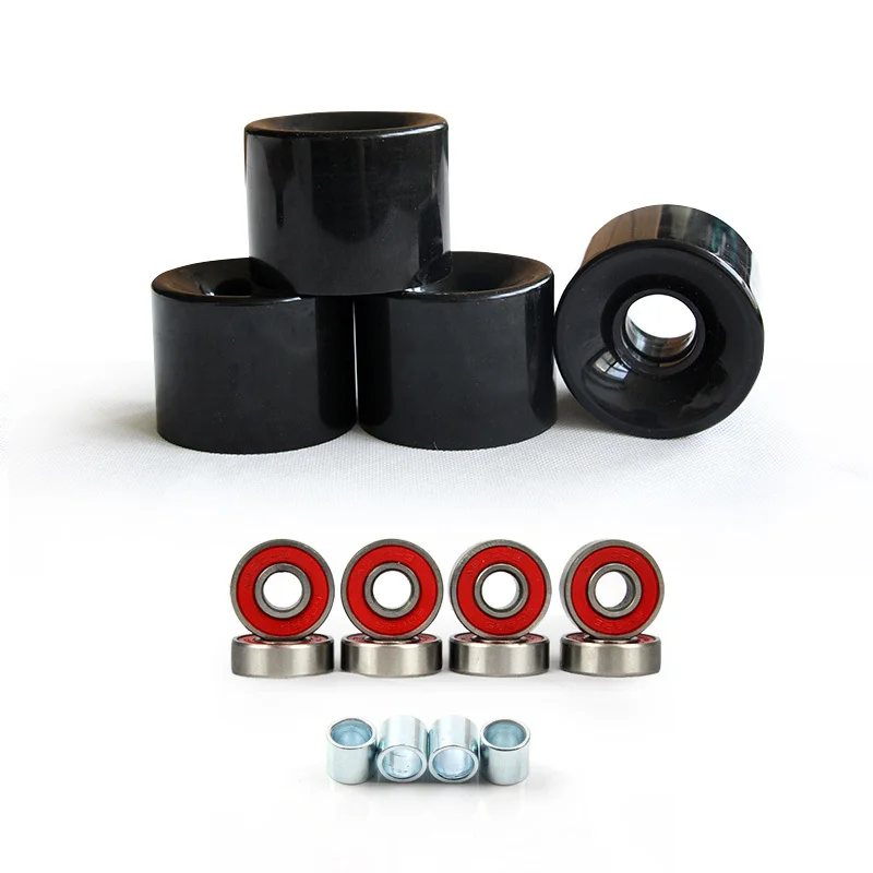 

New Arrival 4pcs 60mm Led Black Skateboard Wheels With Bearing Set Longboard 78A Soft Fishboard PU Wearable Wheels