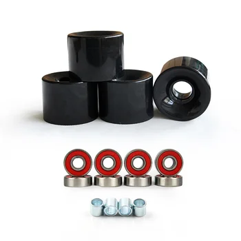 

New Arrival 4pcs 60mm Led Black Skateboard Wheels With Bearing Set Longboard 78A Soft Fishboard PU Wearable Wheels