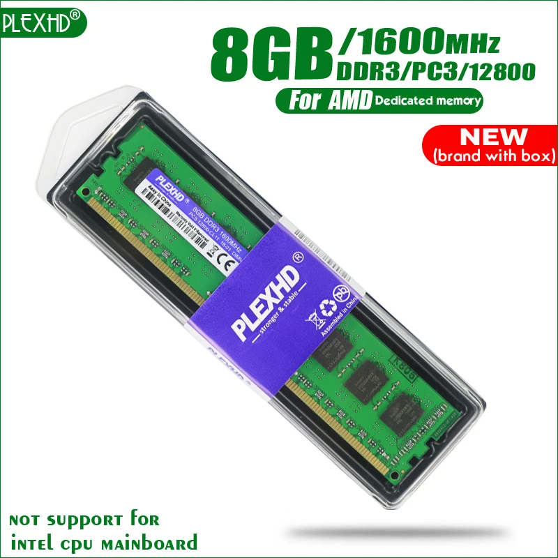 PLEXHD 8 ГБ DDR3 PC3-12800 1600 МГц 8G PC3 12800 для настольных ПК оперативная Память DIMM 240 контакты для системы AMD Высокая совместимость