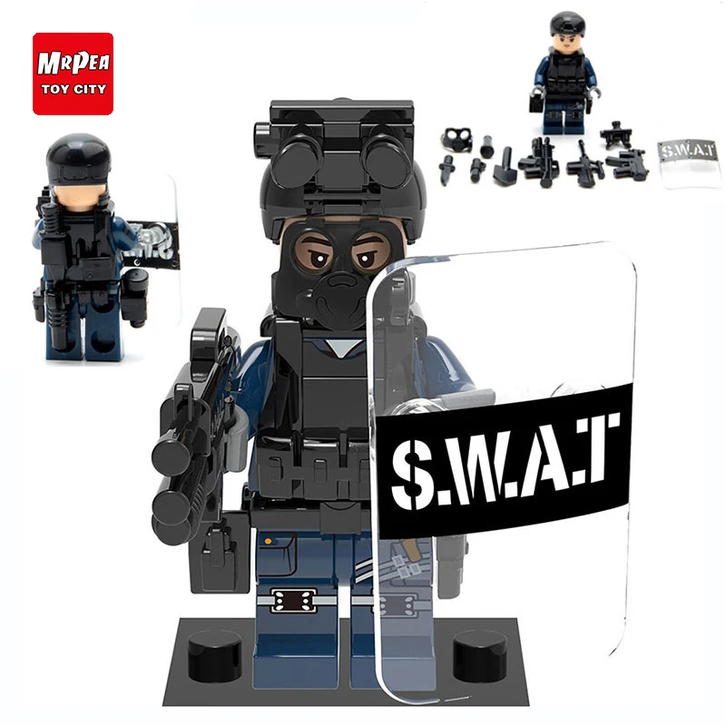 

City Police Military Swat Gun Weapons Pack Army Soldiers Figure Weapon LegoED friend Building Blocks Batman Toys Battlefield WW2