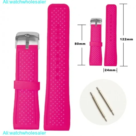24mm Magenta Color Silicone Jelly Rubber Ladies Watch Band Straps WB1078J24JB