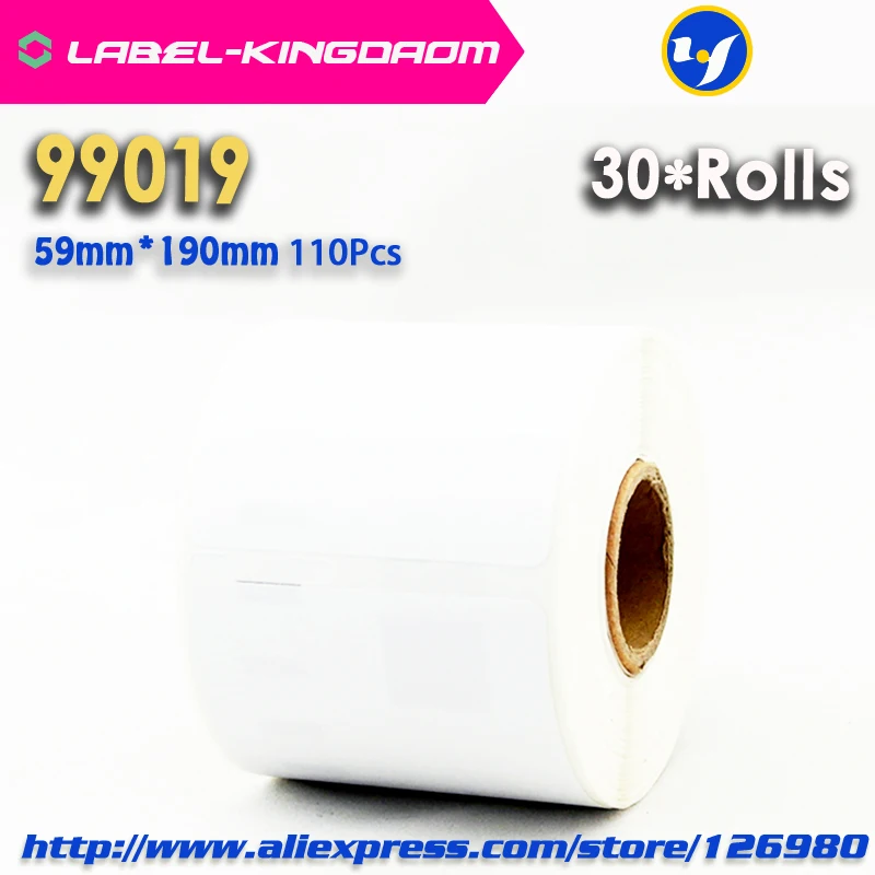 30 Rolls Dymo Совместимость 99019 white label 59 мм * 190 мм 110 шт./roll совместимые для labelwriter 450 turbo принтер Seiko slp 440 450