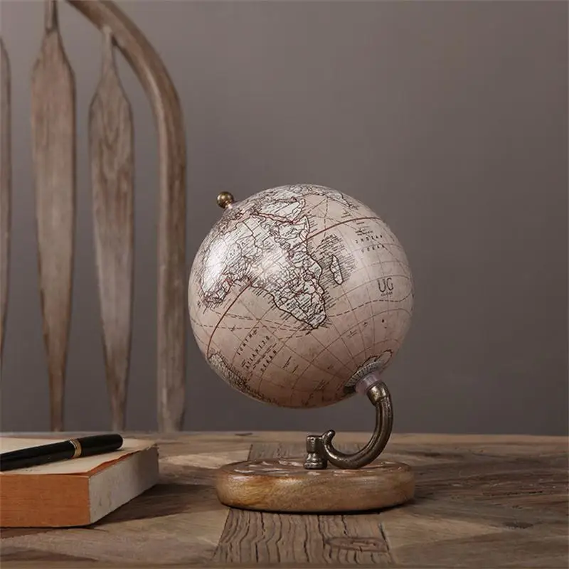 Beste Houten handwerk vintage globe retro home decor studing kamer ornament hand made Europese stijl tellurian model beste cadeau