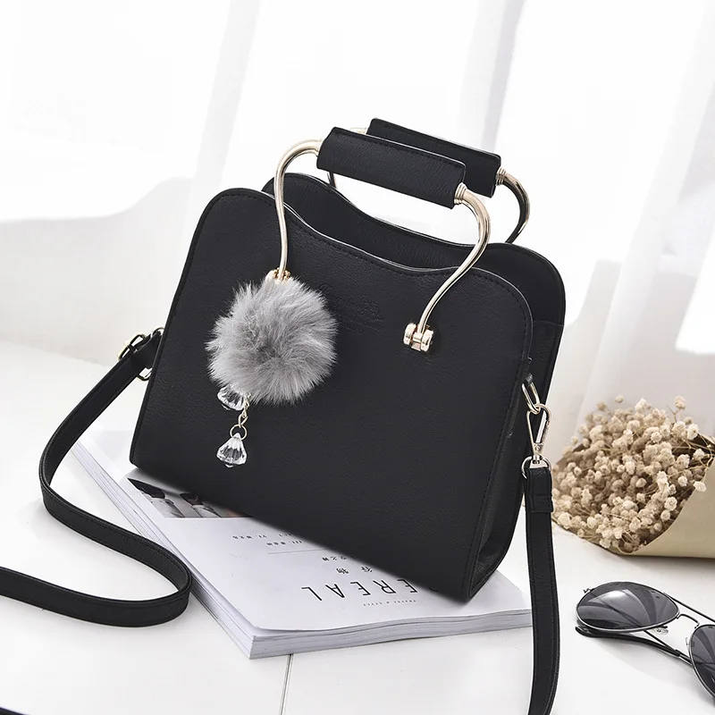 

Spring 2018 New Single Shoulder Pu Leather Fashion Handbag Hair Ball Hanging Female Bag One Delivery
