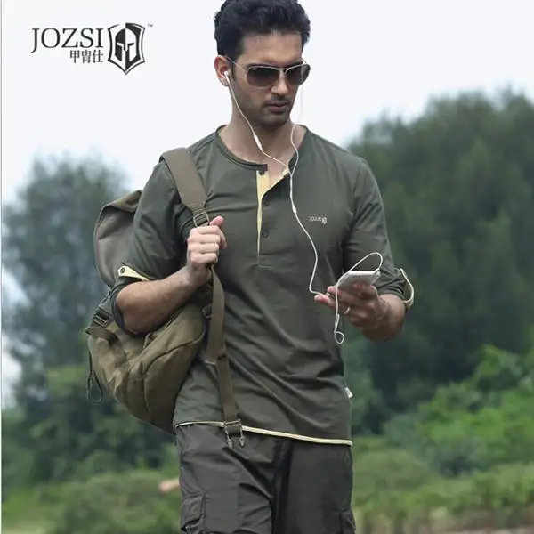 Main Brand JOZSI 2015 Autumn New Arrival V-neck Cotton T-Shirt for Male Long Sleeve European Style Whole Sale MTL299 | Мужская одежда
