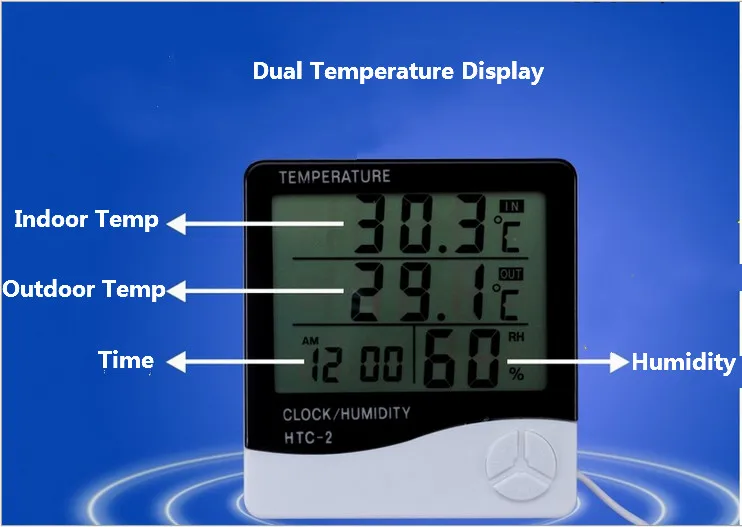 

Free shipping Electronic Weather Station Clock Temperature Humidity Meter Digital Thermometer Hygrometer with external Sensor