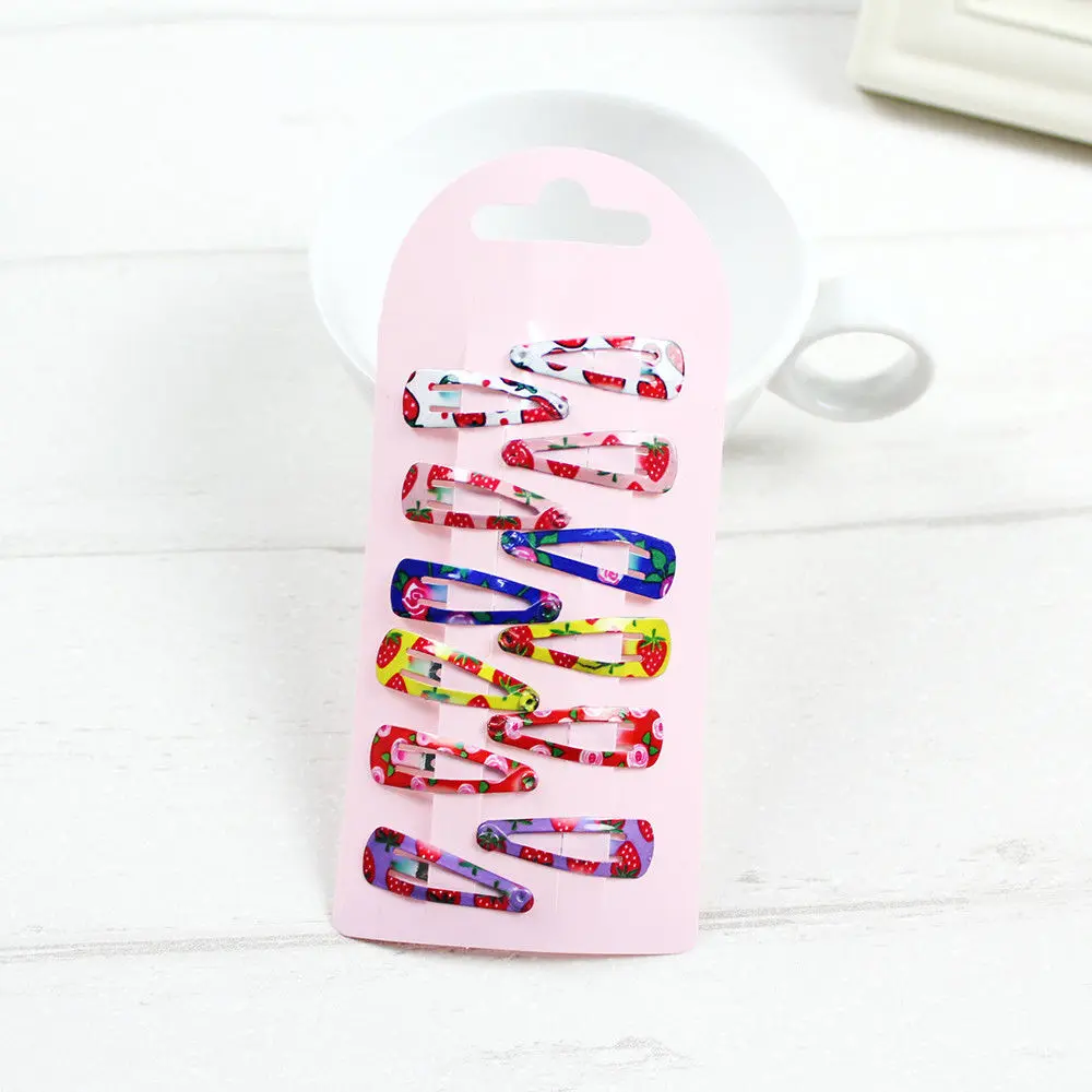 

12PCS/ Set Children Snap Hair Clips Barrettes Girls Cute Hairpins Colorful Headbands for Kids Hairgrips Hair Accessories