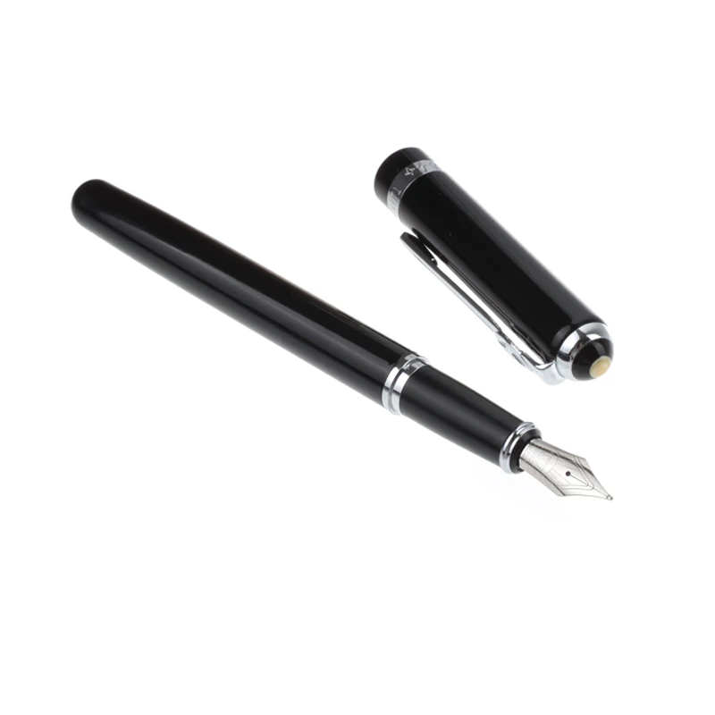 

Duke 962 Luxury Smooth Black and Silver Clip Metal Fountain Pen with Original Case 0.5mm Inking Pens for Writing Free Shipping