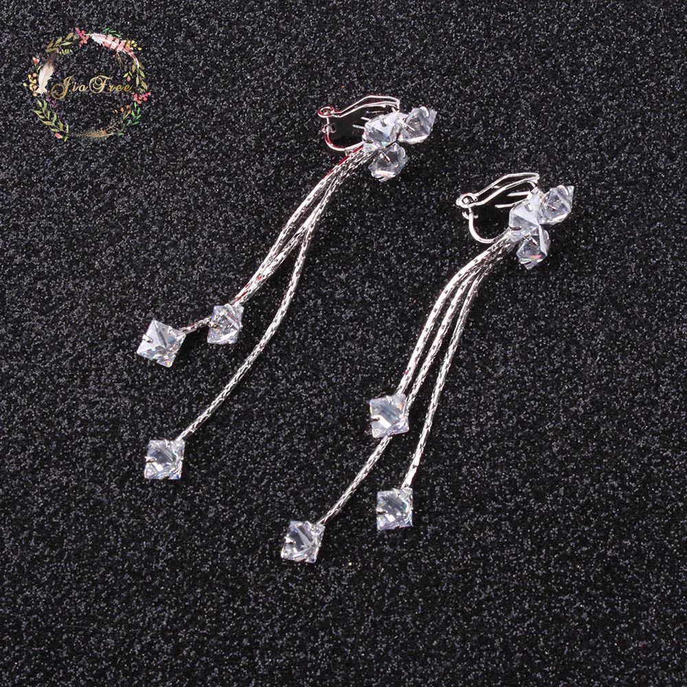 Серьги клипсы JIOFREE с кисточками женские винтажные длинные Этнические украшения в