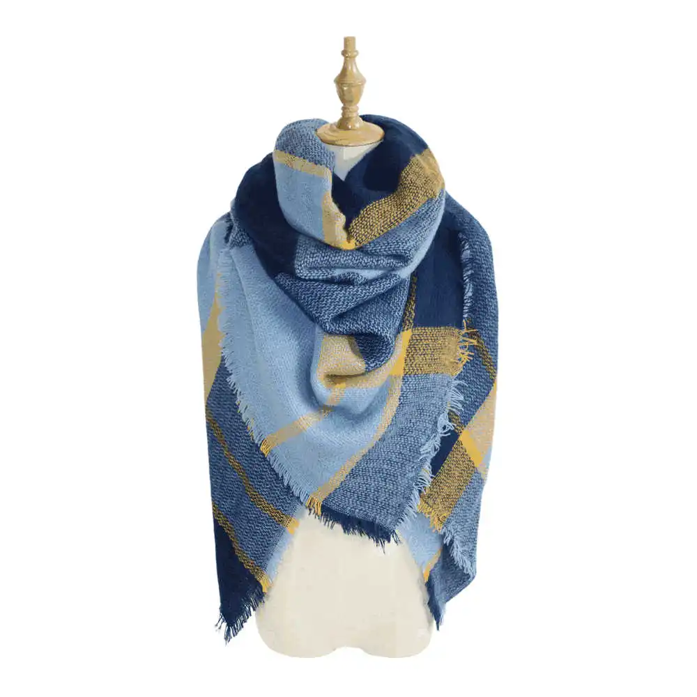 

New Women's Autumn and Winter Warm Sewing Simulated Cashmere Shawl Lattice Soft Collar Female Scarf Handkerchief Headscarf