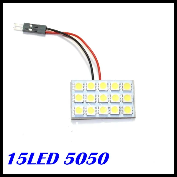 50 шт./лот 15 SMD 5050 LED автомобилей Панель свет интерьер комнаты LED купол лампа с 3 Адаптеры для сим-карт