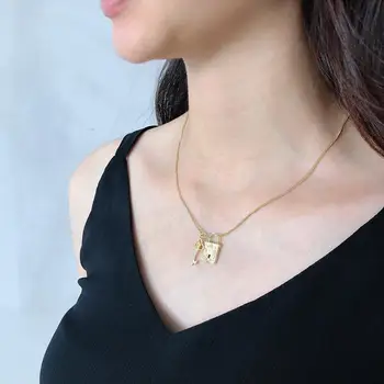 

Luxury women's necklaces gold chain with lock key industrial style elegant party punk necklace fashion sexy top accessories
