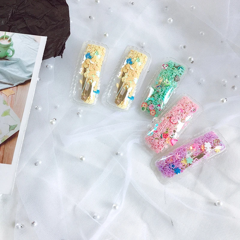 New Fashion Cute Hair Clip Bobby Pins Kids Girl Hairpin Accessories for Children Transparent Pearl Sequins Baby Girl Stream Clip