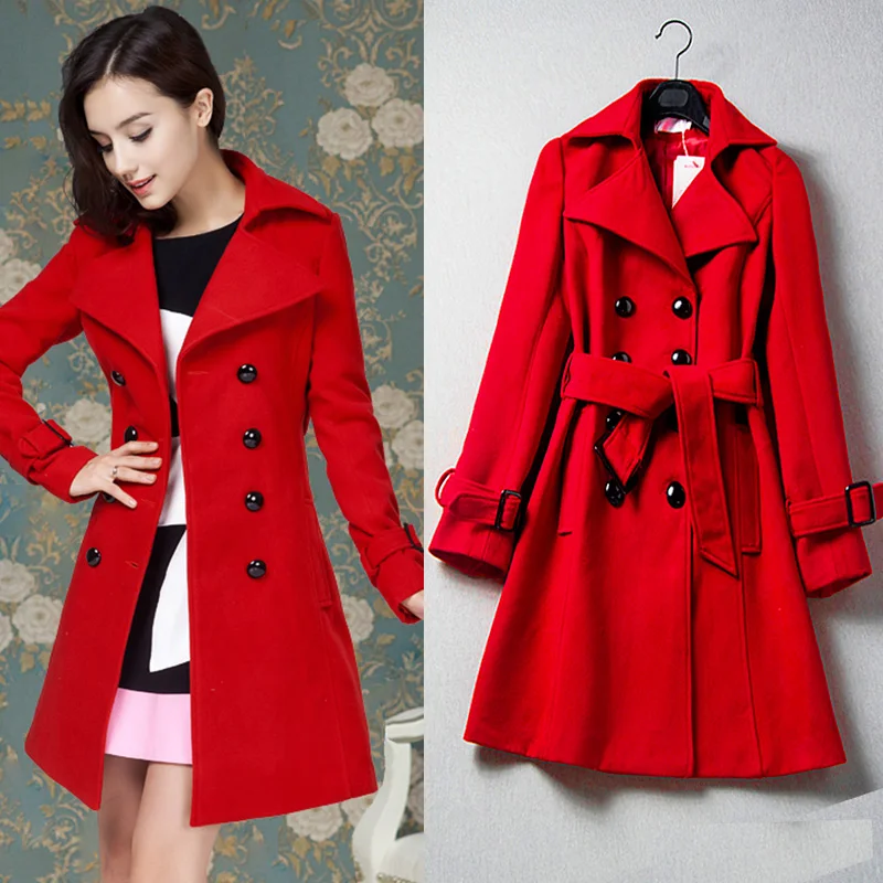 Popular Women's Red Trench Coat-Buy Cheap Women's Red women's luxurious red double-breasted match chatelaine wool coats 2017 high fashion adjustable waisted long - Popular Women's Red Trench Coat-Buy Cheap Women's Red