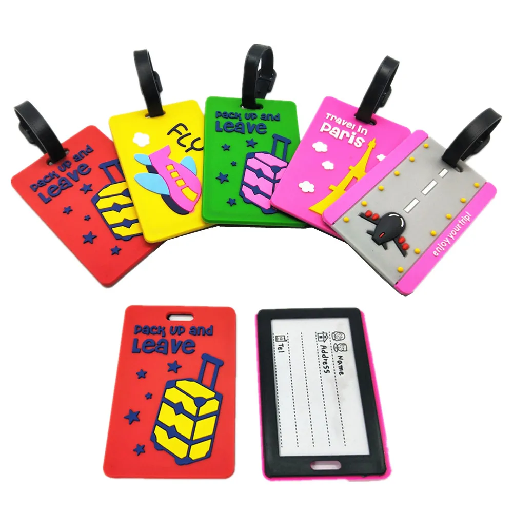 1pcs Women Travel Luggage Tags Cartoon Rubber Bag Straps Suitcase Name
