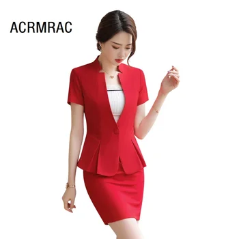 

Women suits Slim summer Half sleeve Jacket skirt 2-piece set OL Formal Business Women skirt suits Woman set suits 830