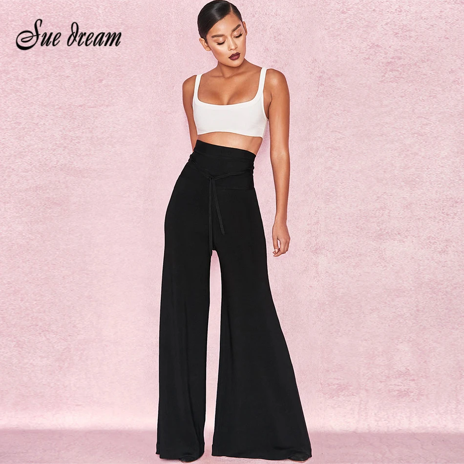 white bandage flared trousers