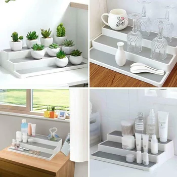 

Horizontal Pull Stretch 3-Layer Step Seasoning Storage Rack Holder Kitchen Accessories -Drop
