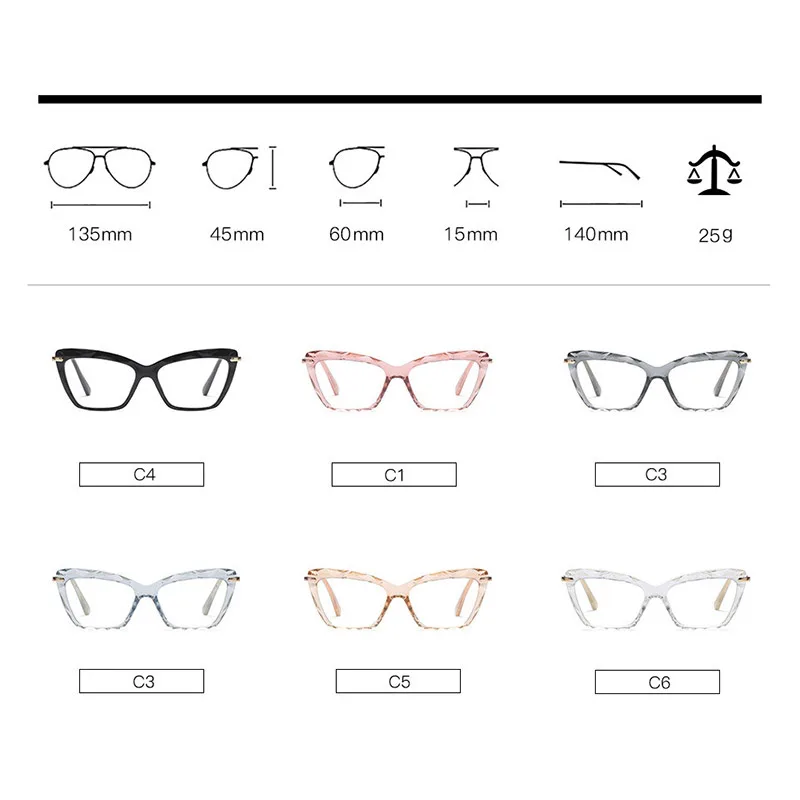 Women Eyeglasses Frames Metal Acetate Rim Spectacles Eyewear Fashion Styles