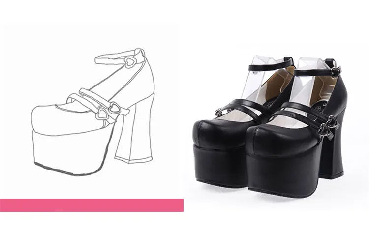 Женские туфли-лодочки на очень высоком каблуке и толстой платформе; обувь королевы для костюмированной вечеринки в готическом стиле, стиле панк, Лолиты; цвет черный, красный, розовый