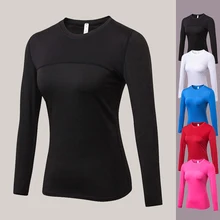 Горячие футболки с длинным рукавом Женские Йога тренажерный зал компрессионные колготки спортивная одежда фитнес быстросохнущие беговые Топы тела Shaper футболки