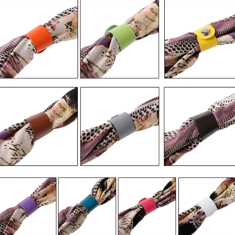 10Pcs Elegant Leather Scarf Buckle Silk Ring Clip Holder For Women