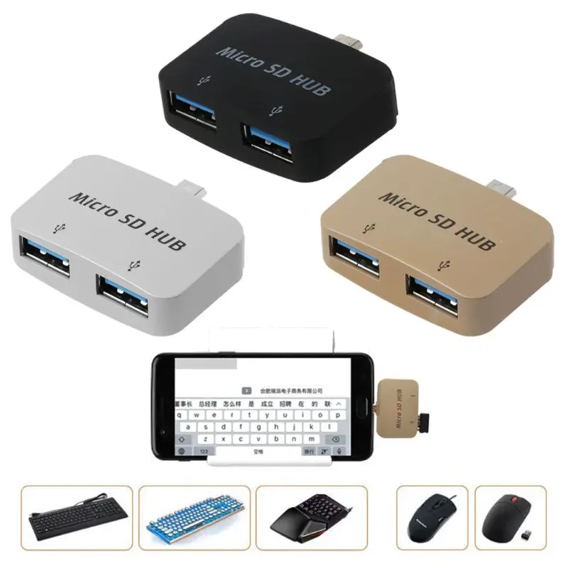 Micro USB на 2 порта USB 2,0 OTG концентратор адаптер для samsung Android телефон планшетный ПК