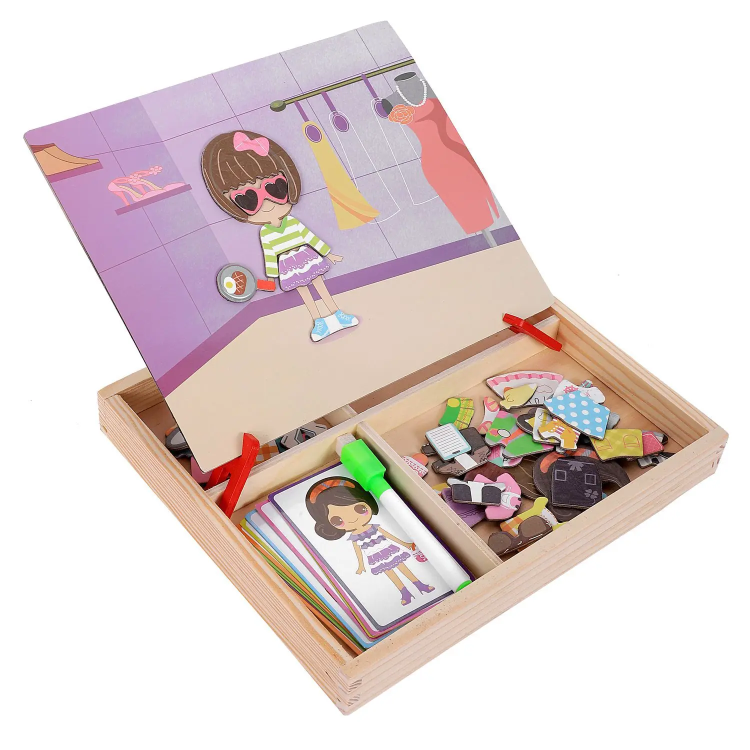 MWZ, магнитный Забавный пазл, детская деревянная головоломка, доска, коробка, части, игры, мультфильм, развивающие рисование, детские игрушки для девочек и мальчиков, Va