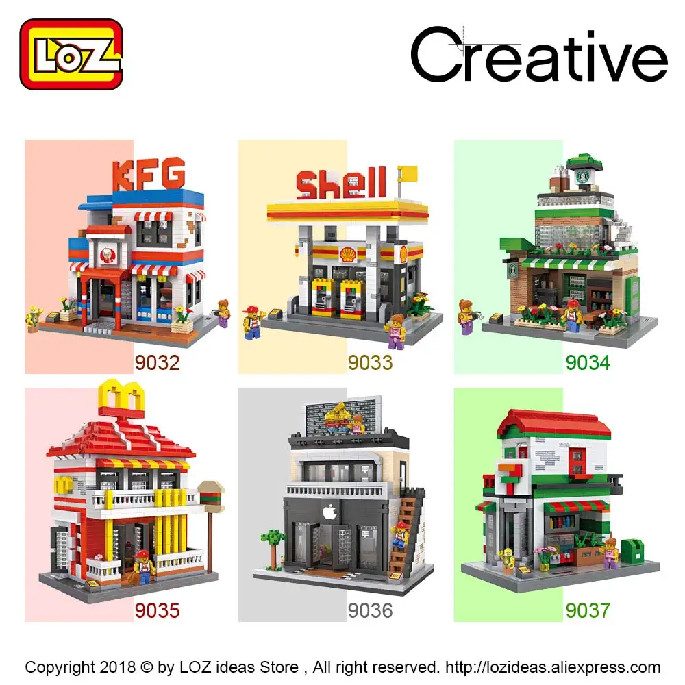 DIY Mini City Funfair Park Shop Store Restaurant Toy Building Blocks Brick Gift
