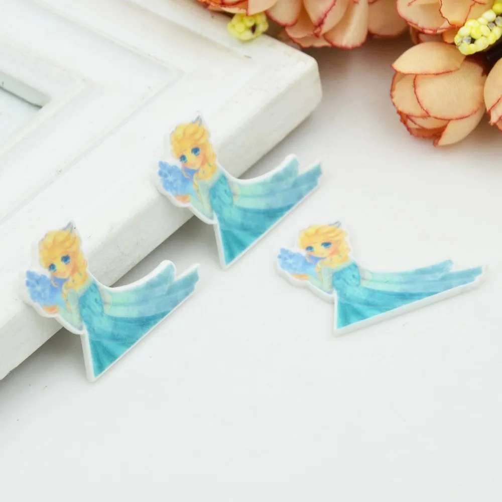 Kawaii Мультфильм плоское заднее украшение из смолы сестра Эльза королева фигурка