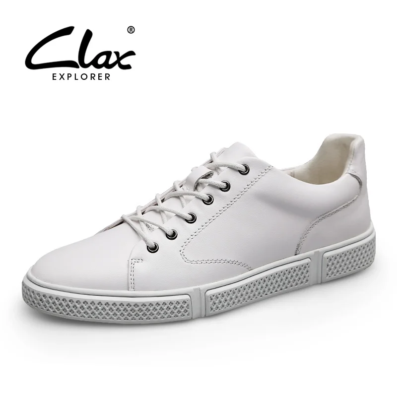 

CLAX Men's Shoes Leather Casual Footwear Male Autumn Shoe Genuine Leather Walking Shoe White Sneakers chaussure homme Fashion