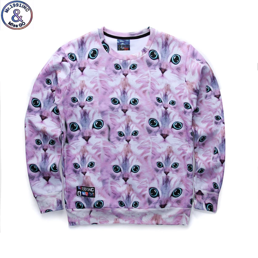 

Mr.1991 brand 12-18 years big kids sweatshirt boys youth fashion many kitten 3D printed hoodies girls jogger teenage W26