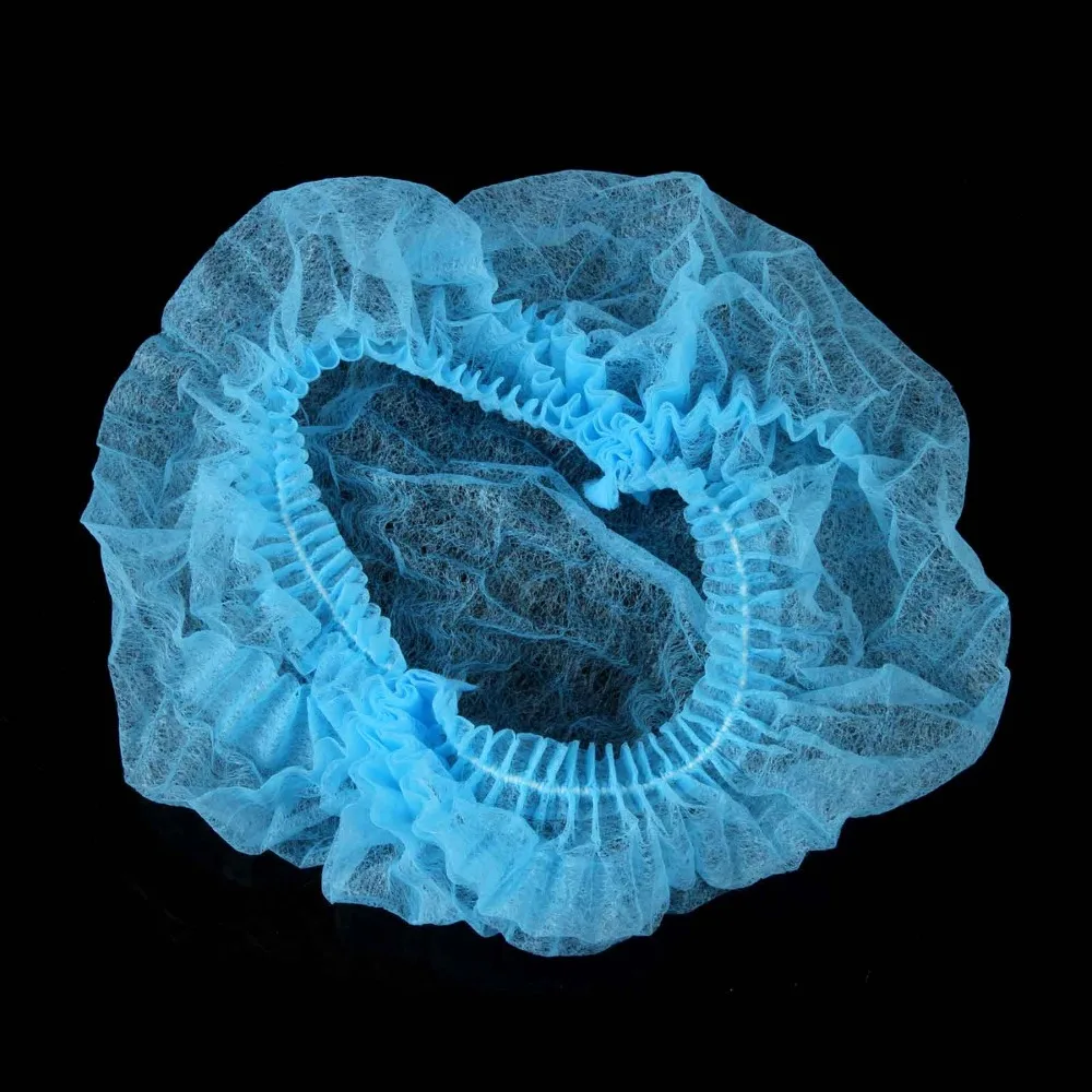 100 Pcs Disposable Hair Shower Cap Non Woven Pleated Anti Dust Hat