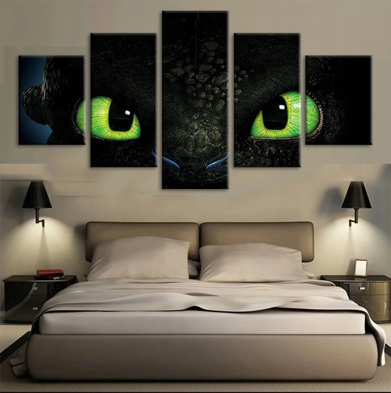 

5 Piece How To Train Your Dragon Canvas Painting Wall Art Home Decor