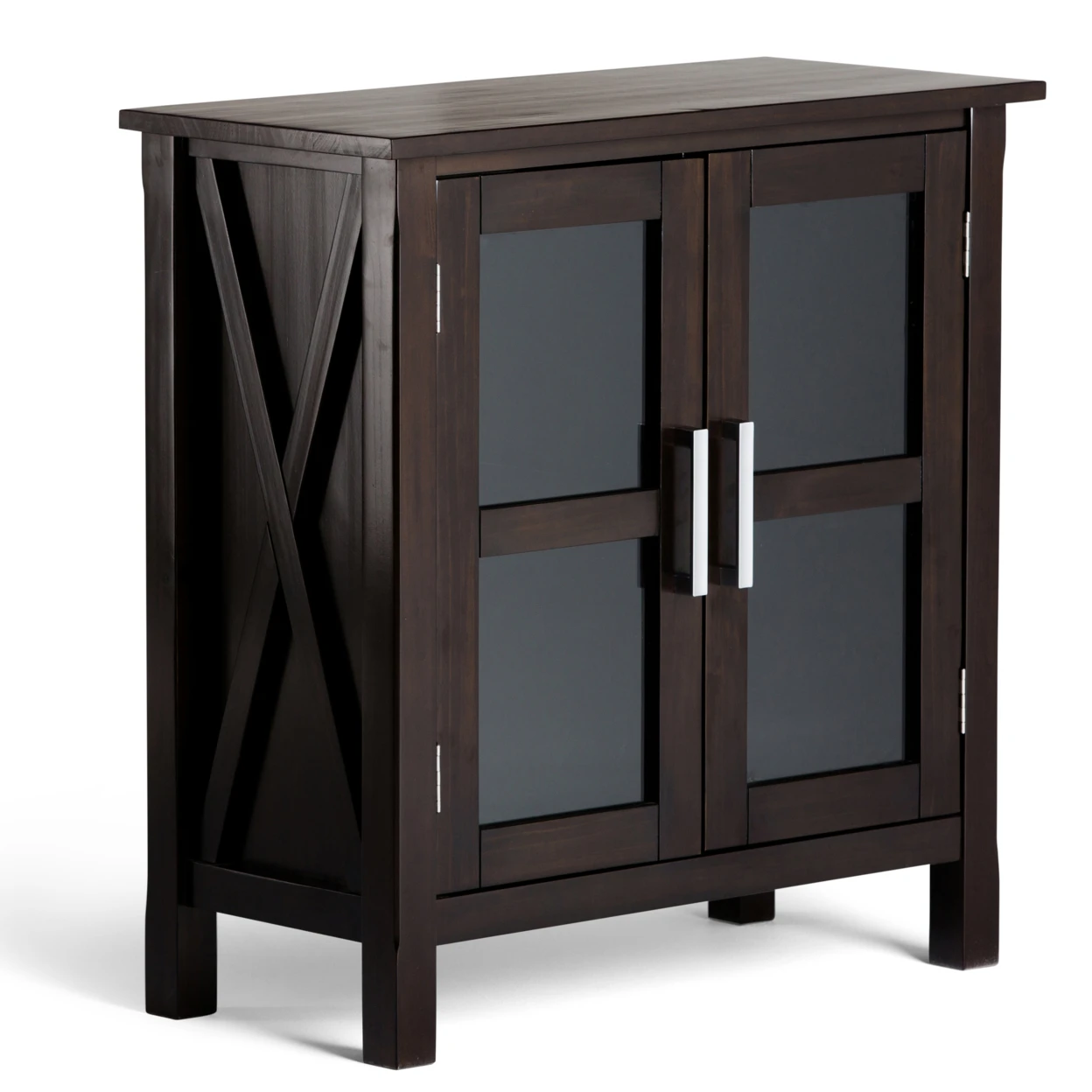 Kitchener Solid Wood Low Storage Cabinet in Dark Walnut Brown (2)