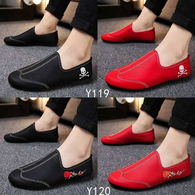 

YOUBROER Fashion England Men's Casual Shoes Skull Lazy Doug Shoes New Racing Sneakers Driving Designer Loafers Sport shoes