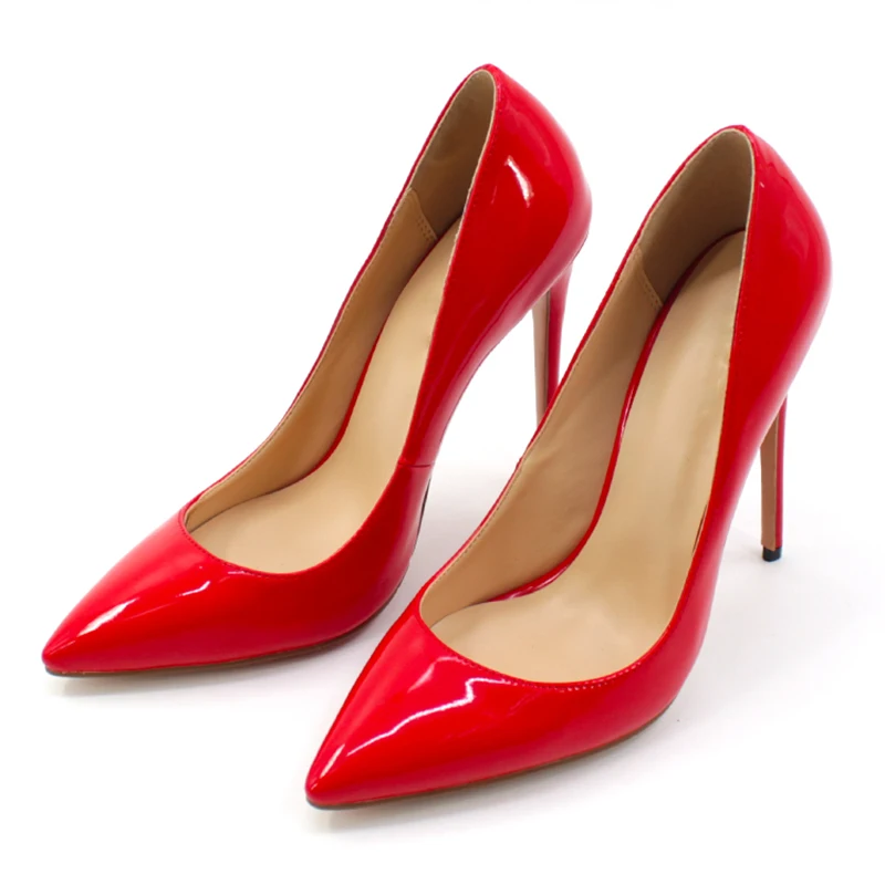 Classic slip on pointed toe red bottom heels patent leather ladies shoes with heels high quality women pumps heels large size 43 цена Classic slip on pointed toe red bottom heels patent leather ladies shoes with heels high quality women pumps heels large size 43 цены онлайн