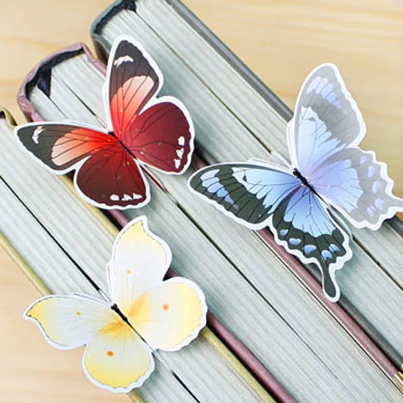 

2 PCS Bookmark 3d Butterfly Style Teacher's Gift Book Marker Stationery Gift Realistic Cute Kawaii Cartoon book accessories