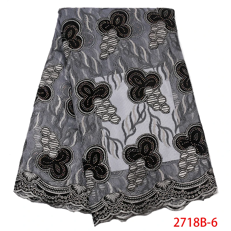 

2019 New Luxury Nigeria Lace Fabrics Embroidered With Rhinestones Embroidered Lace Fabric QF2718B-6