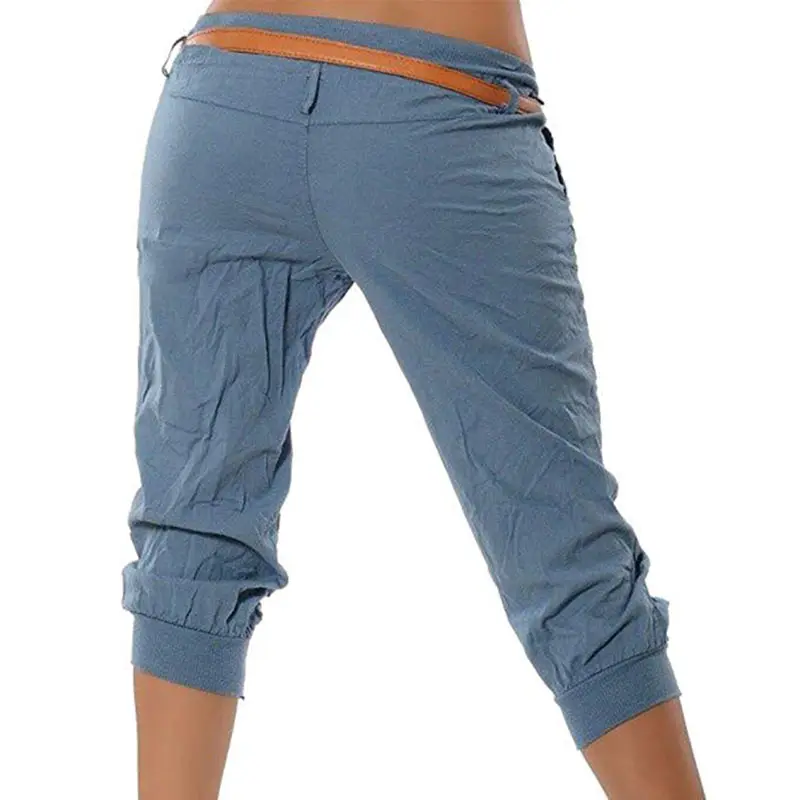 Capri Pants Women Fashion Streetwear Casual Solid 34 Harem Pants Low Waist Slim Black Pencil Pants Clothes Plus Size S-5Xl (12)