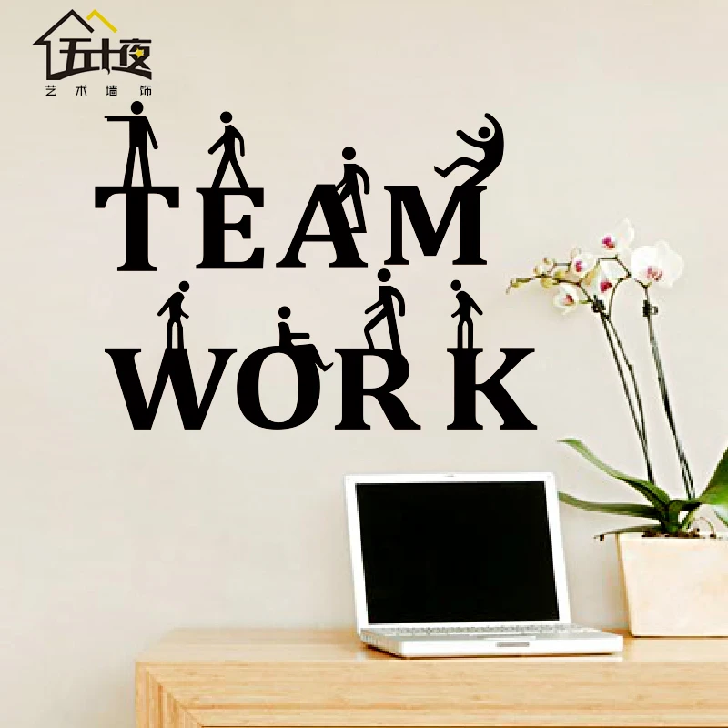 Office Wall Sticker Team Work Quote Motivation Inspired Lettering