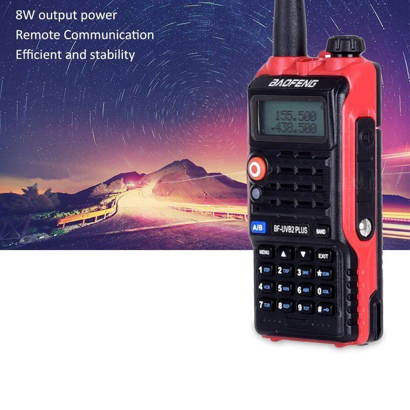 BaoFeng Bf-Uvb2 Plus Walkie Talkie высокой мощности 8 Вт ЖК-дисплей/светодиодный свет двухсторонние радио UHF+ VHF 136-174 МГц+ 400-520 МГц 4800 мАч