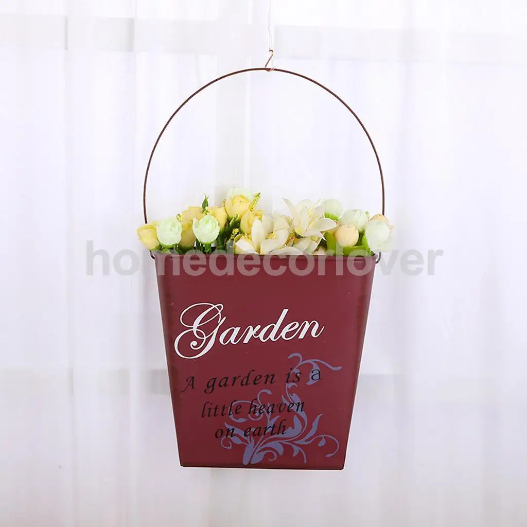 Metal Iron Flower Pot Wall Fence Hanging Balcony Garden Patio Planter Home Decor	